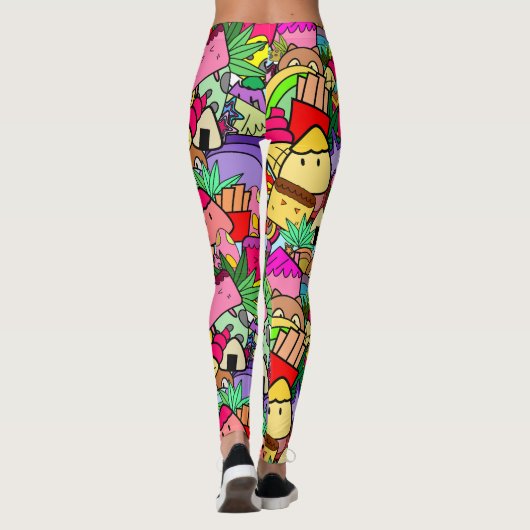 Schattige kawaii cartoon tekening l Kleurrijk patr Leggings (Achterkant)