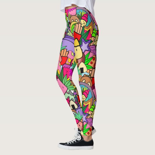 Schattige kawaii cartoon tekening l Kleurrijk patr Leggings (Links)