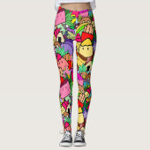 Schattige kawaii cartoon tekening l Kleurrijk patr Leggings (Voorkant)