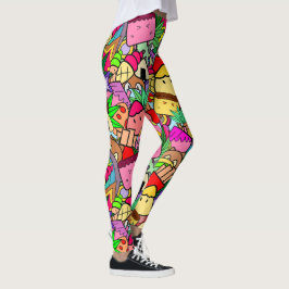 Schattige kawaii cartoon tekening l Kleurrijk patr Leggings