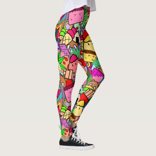 Schattige kawaii cartoon tekening l Kleurrijk patr Leggings (Rechts)