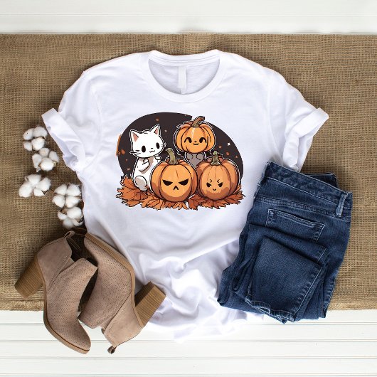 Schattige Kawaii Cat Halloween Design T-shirt