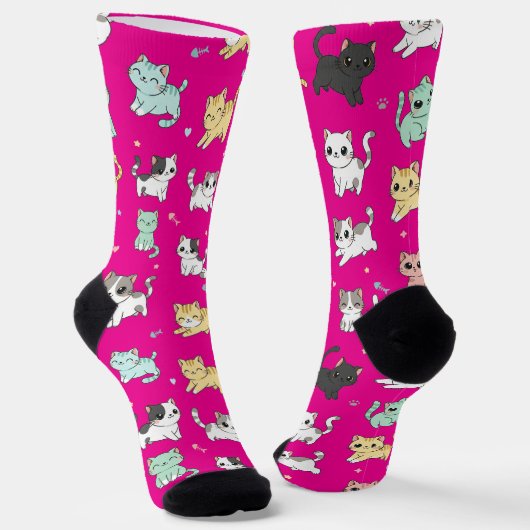 Schattige Kawaii Cats Patroon Sokken (Gebogen)