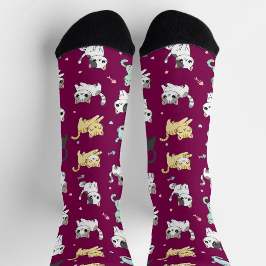 Schattige Kawaii Cats Patroon Sokken (Top)
