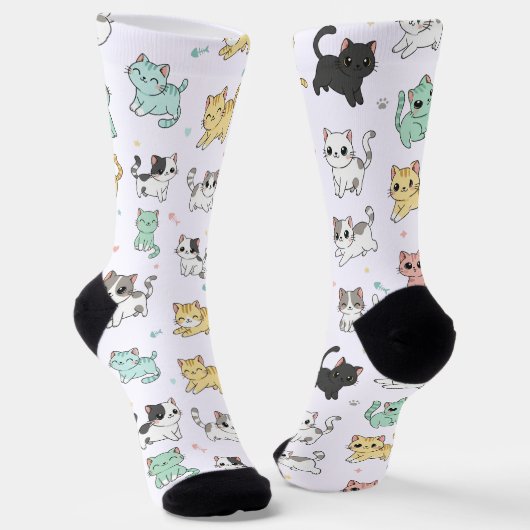 Schattige Kawaii Cats Patroon Sokken (Gebogen)