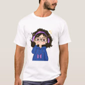 Schattige Kawaii Chibi meisje met hoofdtelefoon T-shirt (Voorkant)