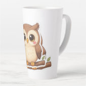 Schattige Kawaii Chibi Uil Latte Mok (Rechterhoek)