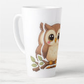 Schattige Kawaii Chibi Uil Latte Mok (Linkerhoek)
