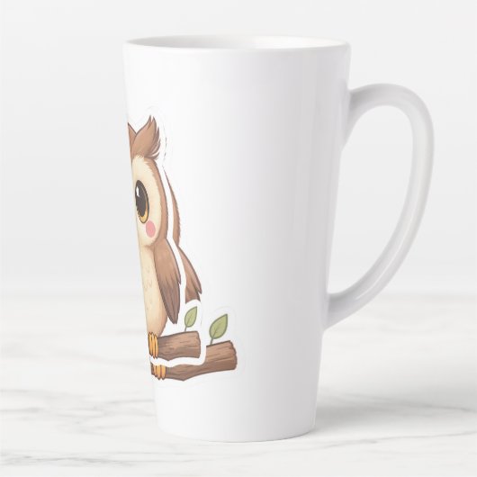 Schattige Kawaii Chibi Uil Latte Mok (Rechts)