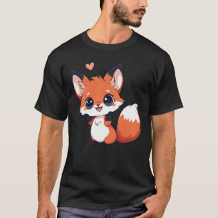 Schattige Kawaii Chibi Vos met Hart T-shirt