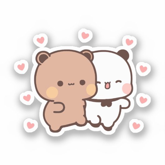 Schattige Kawaii Chubby Mochi Panda beer Sticker (Voorkant)