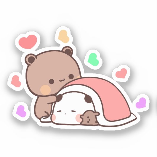 Schattige Kawaii Chubby Mochi Panda beer Sticker (Voorkant)