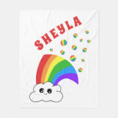 Schattige Kawaii Cloud Rainbow Kind`s Naam Fleece  (Voorkant)