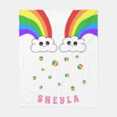 Schattige Kawaii Cloud Rainbow Kind`s Naam Fleece  (Voorkant)