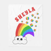 Schattige Kawaii Cloud Rainbow Kind`s Naam Fleece Deken (Voorkant)