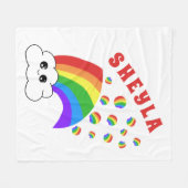 Schattige Kawaii Cloud Rainbow Kind`s Naam Fleece Deken (Voorkant (Horizontaal))