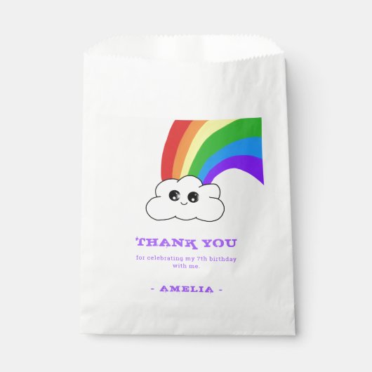 Schattige Kawaii Cloud Rainbow Kind`s Verjaardag Bedankzakje (Voorkant)