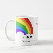 Schattige Kawaii Cloud Regenboog Kindernaam  Koffiemok (Links)