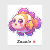 Schattige Kawaii Clownfish met felle kleuren Sticker (Vel)