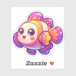 Schattige Kawaii Clownfish met felle kleuren Sticker