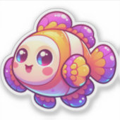 Schattige Kawaii Clownfish met felle kleuren Sticker (Voorkant)