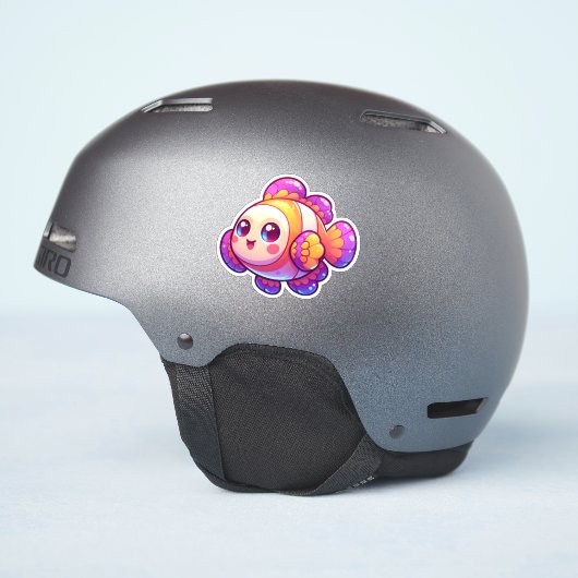 Schattige Kawaii Clownfish met felle kleuren Sticker (Helm Zijkant)