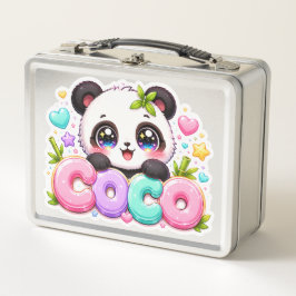 Schattige Kawaii Coco Panda Naam Pastel Roze Glitt
