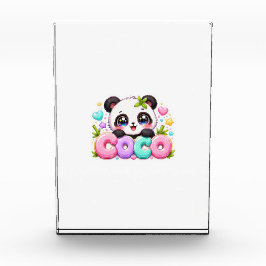 Schattige Kawaii Coco Panda Naam Pastel Roze Glitt Fotoblokken