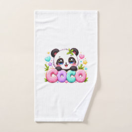 Schattige Kawaii Coco Panda Naam Pastel Roze Glitt Handdoek