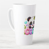 Schattige Kawaii Coco Panda Naam Pastel Roze Glitt Latte Mok (Linkerhoek)