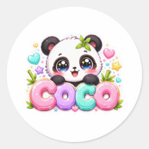 Schattige Kawaii Coco Panda Naam Pastel Roze Glitt
