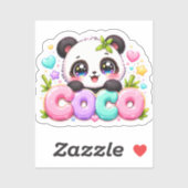 Schattige Kawaii Coco Panda Naam Pastel Roze Glitt Sticker (Vel)