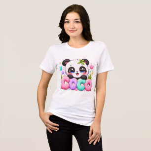 Schattige Kawaii Coco Panda Naam Pastel Roze Glitt Tri-Blend Shirt