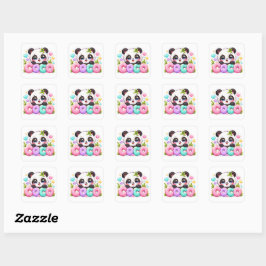 Schattige Kawaii Coco Panda Naam Pastel Roze Glitt Vierkante Sticker