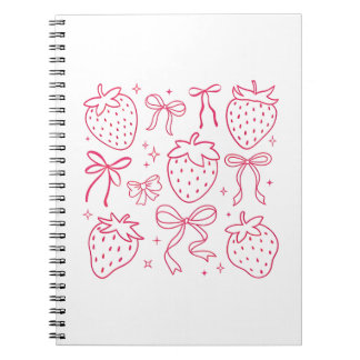 Schattige Kawaii Coquette Roze Aardbei Strikken Notitieboek