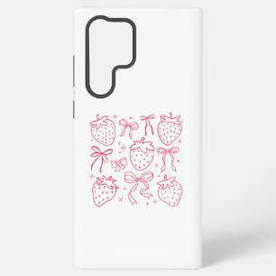Schattige Kawaii Coquette Roze Aardbei Strikken Samsung Galaxy Hoesje