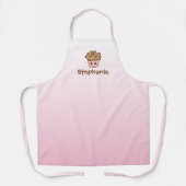 Schattige Kawaii Cupcake w / Naam Roze Keuken Scho Schort (Voorkant)
