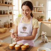 Schattige Kawaii Cupcake w / Naam Roze Keuken Scho Schort