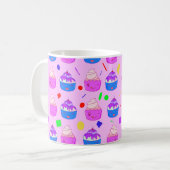 Schattige Kawaii Cupcakes naadloos patroon Koffiemok (Voorkant links)