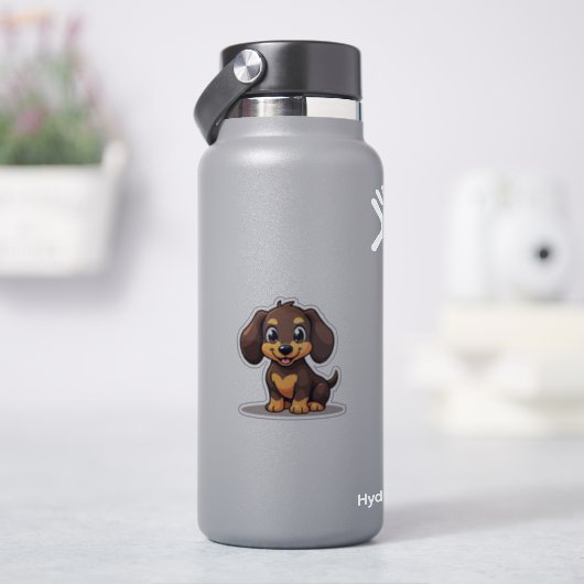 Schattige Kawaii Dachshund Puppystickers Sticker (HydroFlask)