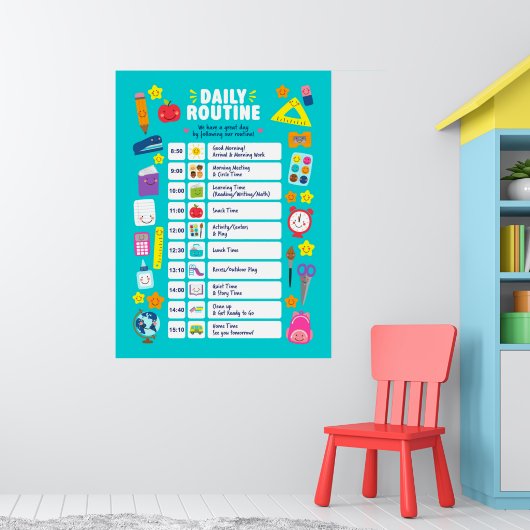 Schattige Kawaii Dagelijkse Routine Poster (Kinderkamer 1)