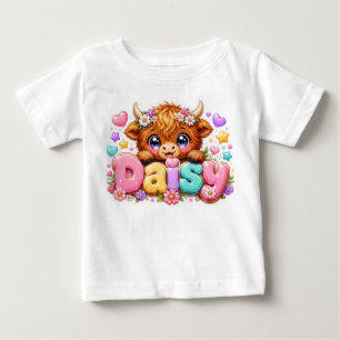 Schattige Kawaii Daisy Highland Koe Naam Pastel Ro