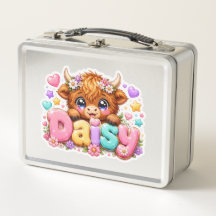 Schattige Kawaii Daisy Highland Koe Naam Pastel Ro