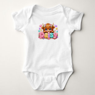 Schattige Kawaii Daisy Highland Koe Naam Pastel Ro Romper