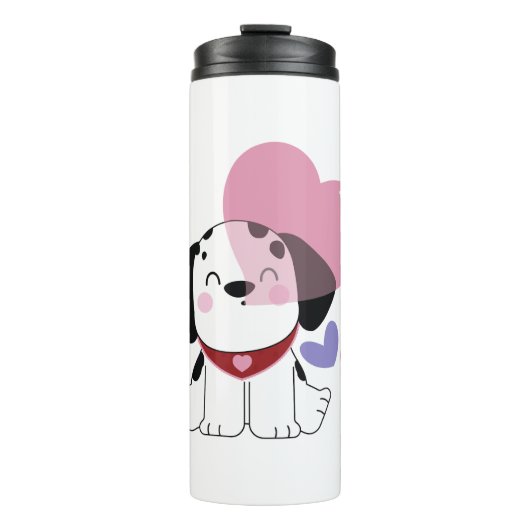 Schattige Kawaii Dalmatische Puppie Hond met Hartj Thermosbeker (Voorkant)