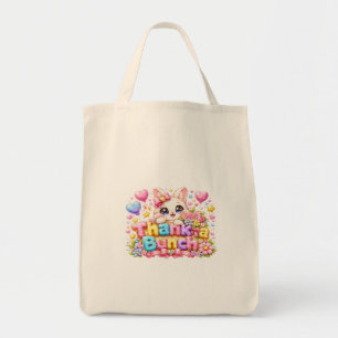Schattige Kawaii Dank je de Bende Kat Naam Pastel Tote Bag