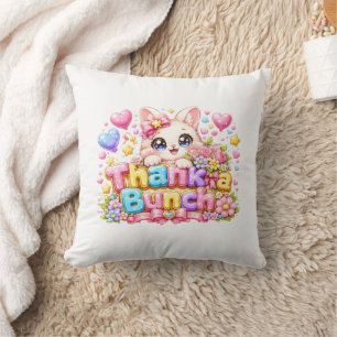Schattige Kawaii Dank je een Bende Kat Naam Pastel Kussen