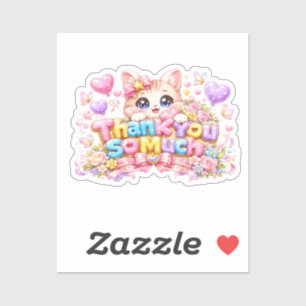 Schattige Kawaii Dank je een Bende Kat Naam Pastel Sticker