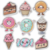 Schattige Kawaii Desserts Sticker (Voorkant)