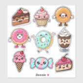 Schattige Kawaii Desserts Sticker (Vel)